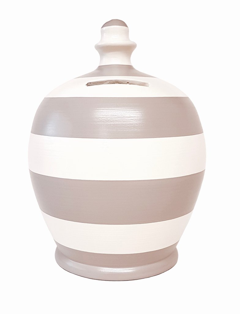 Terramundi Money Pot (White and Grey Stripe)